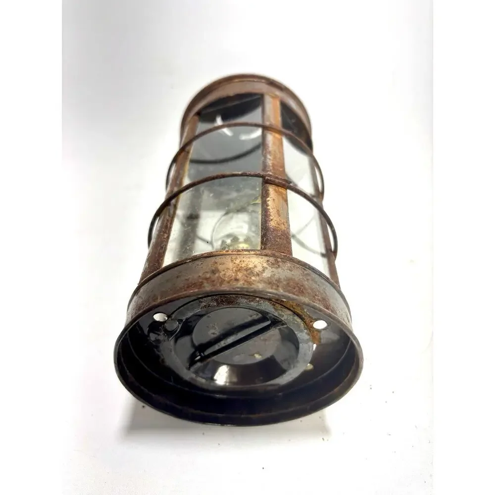 Vintage Nautical Ship Lantern Rust Patina Oil Lamp Maritime Decor